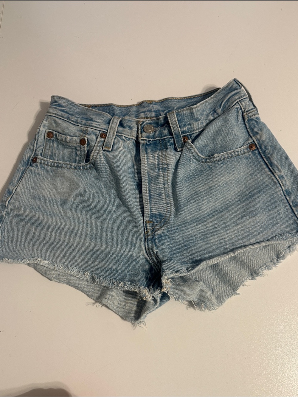 Levi's 501 Light Blue Cutoff Denim Shorts